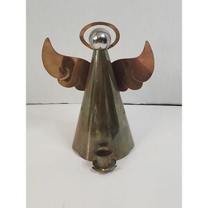 Vtg‎ Mid Century Brass Copper Angel Taper Candle Holder 8.25" Christmas MCM